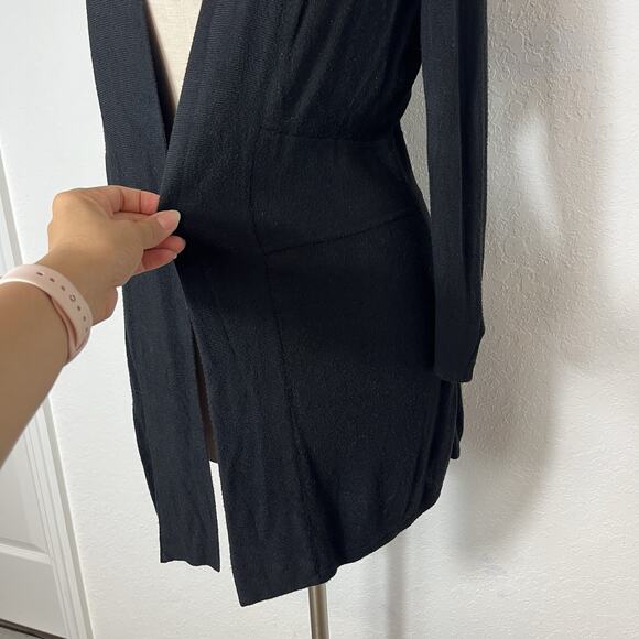 White House Black Market Open Front Midi Length Cardigan black, size S - Picture 4 of 9